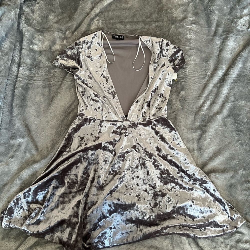 Grey Velvet Dress